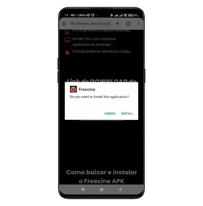 Instalar o Freecine APK